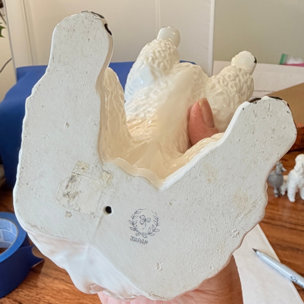 Vintage TALL White Ceramic Poodle Figurine Dog Japan Mid Century 10.5 Inch 2527 - Picture 3 of 11